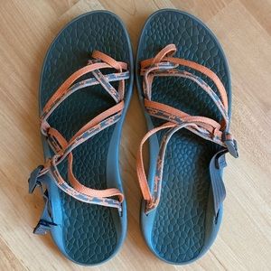 Chaco Slide Sandals Orange Grey Size 9
